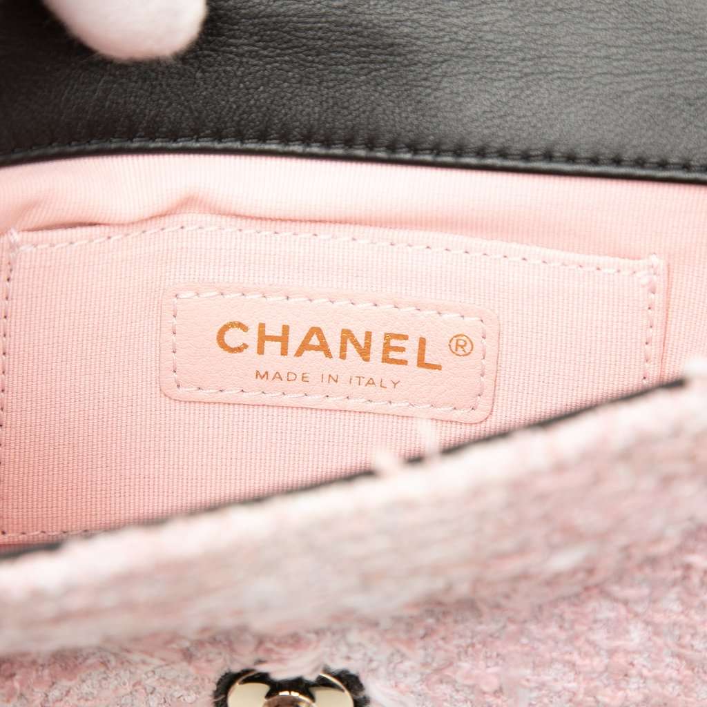 Chanel Mini Calfskin Braided Quilted Tweed My Own Frame Flap Pink Very good condition - Box View