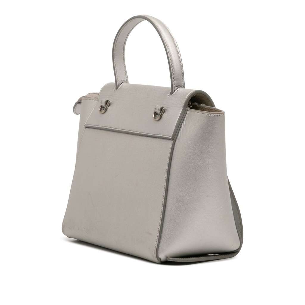 Celine Nano Laminated Calfskin Belt Bag Silver Leather Very good - Back View
