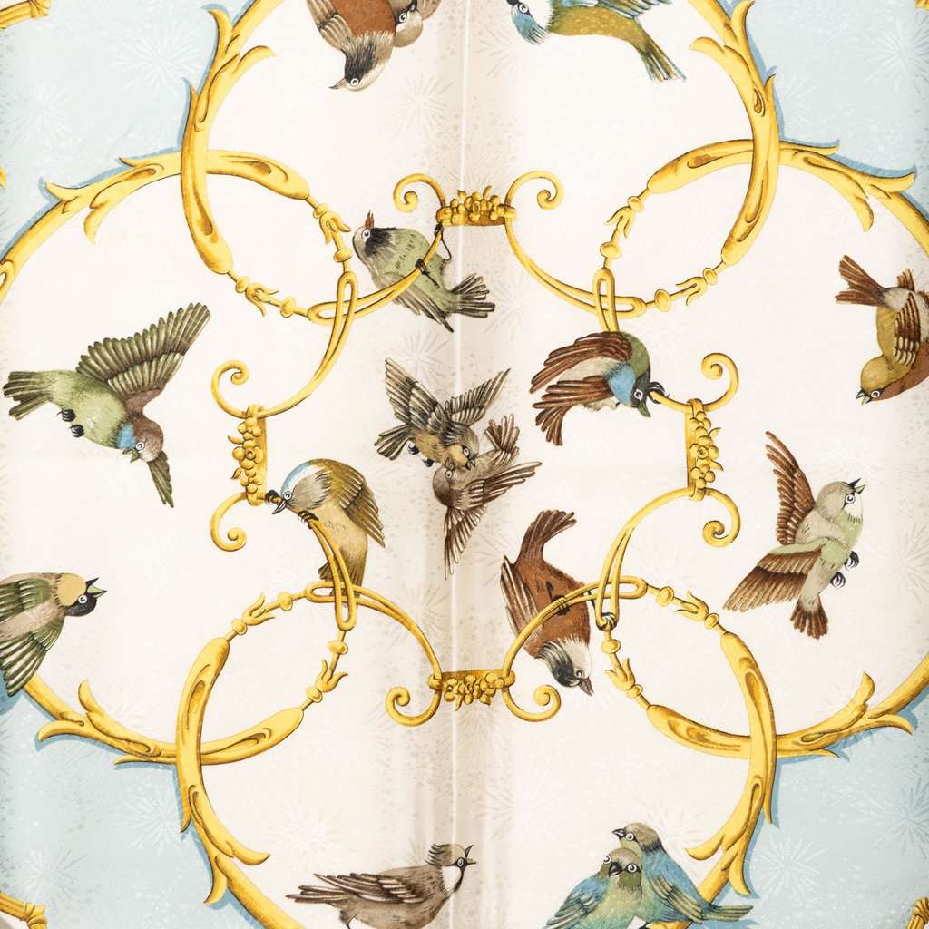 Hermès La Cle des Champs Silk Scarf 90 Blue Very good condition - Back View