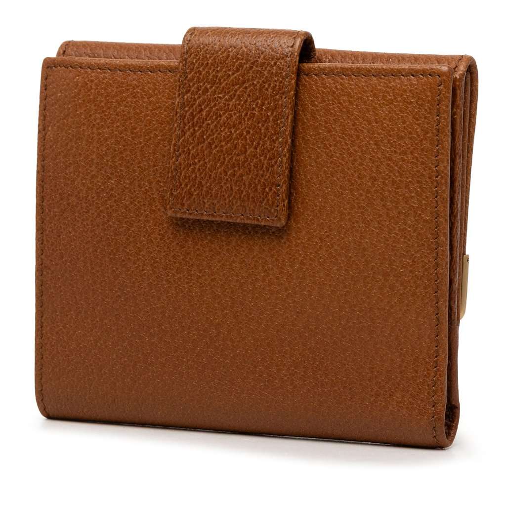 Gucci Calfskin French Flap Wallet Brown Leather Very good condition - Back View