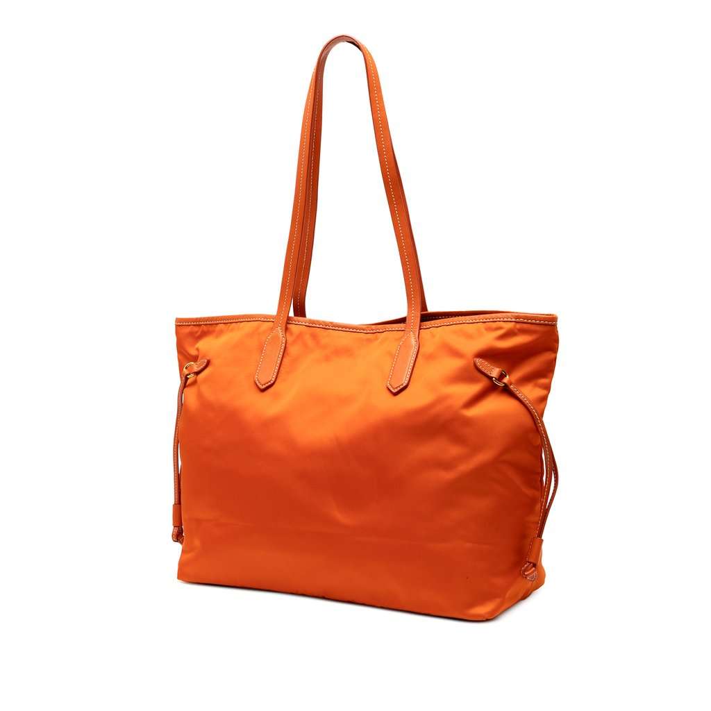 Prada Saffiano Trimmed Tessuto Open Convertible Tote Orange Very good condition - Back View