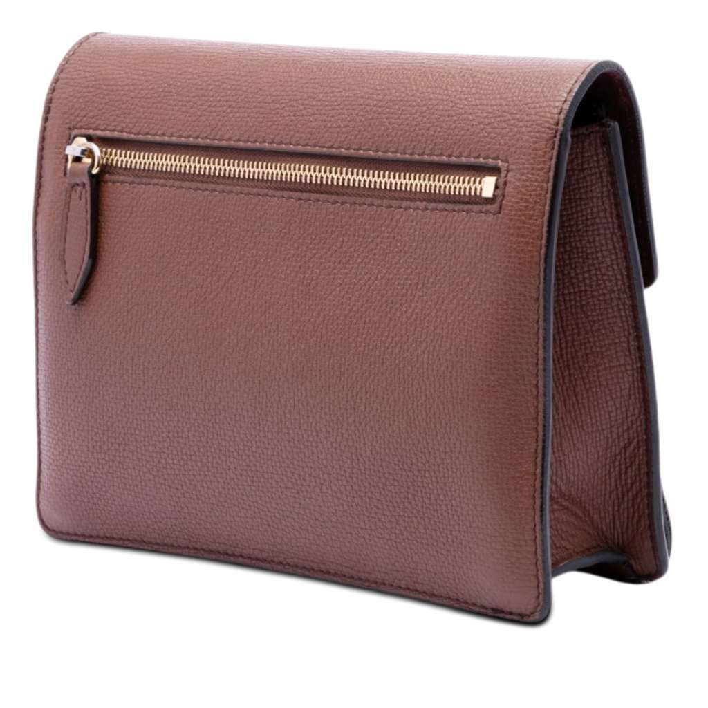 Burberry Small Leather and House Check Canvas Derby Macken Crossbody Brown Very good condition - Back View