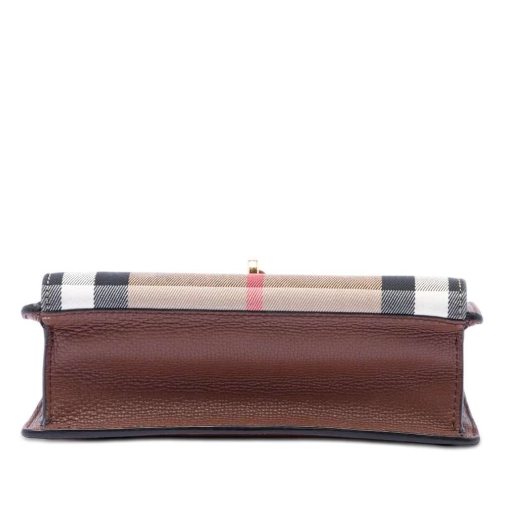 Burberry Small Leather and House Check Canvas Derby Macken Crossbody Brown Very good condition - Inside View