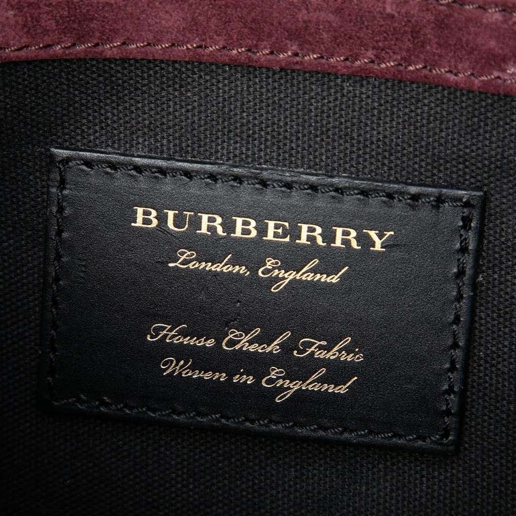 Burberry Small Leather and House Check Canvas Derby Macken Crossbody Brown Very good condition - Box View