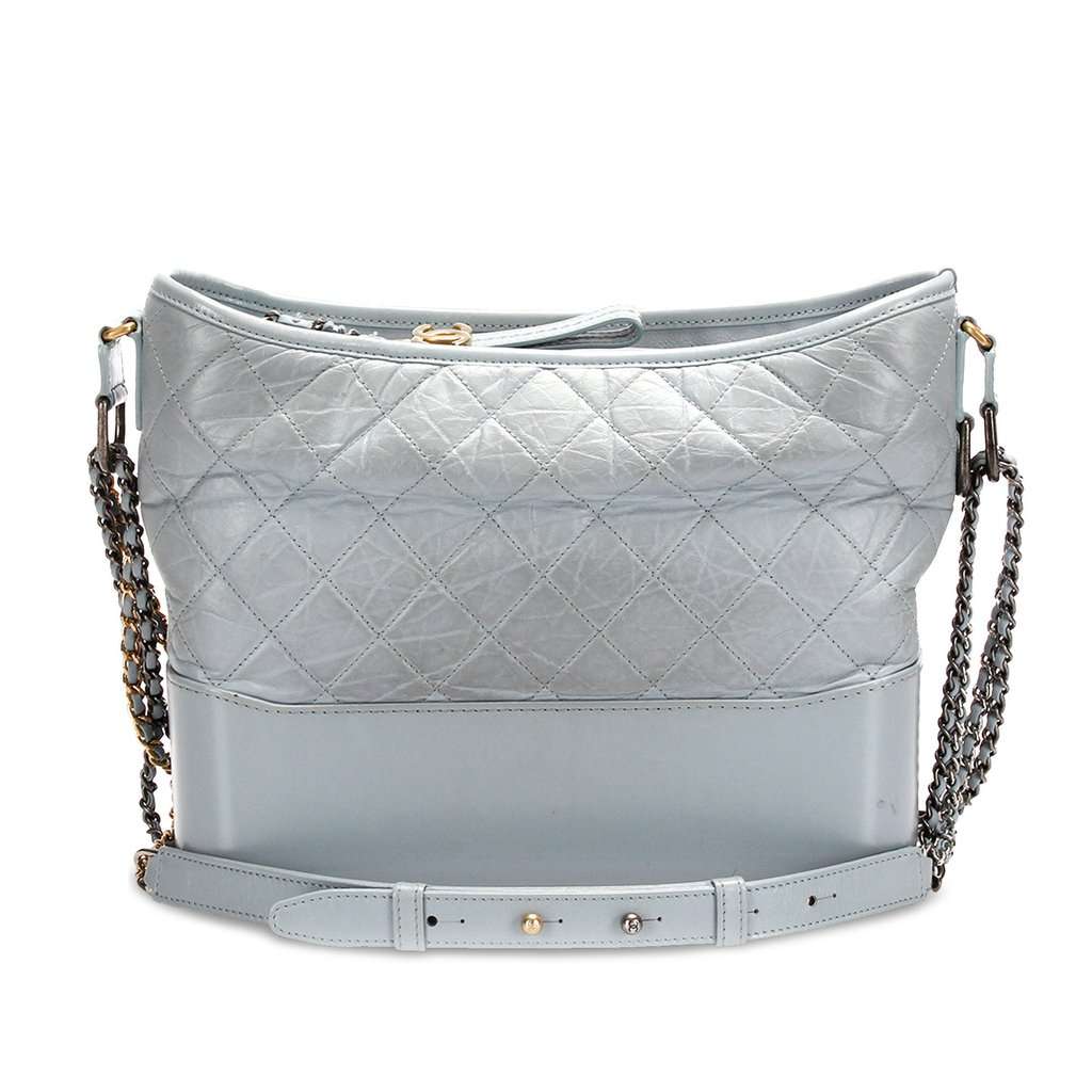 Chanel Medium Gabrielle Leather Shoulder Bag Silver Leather Very good - Front View