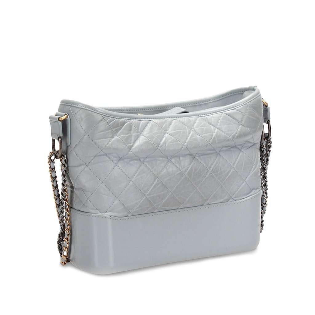 Chanel Medium Gabrielle Leather Shoulder Bag Silver Leather Very good - Back View