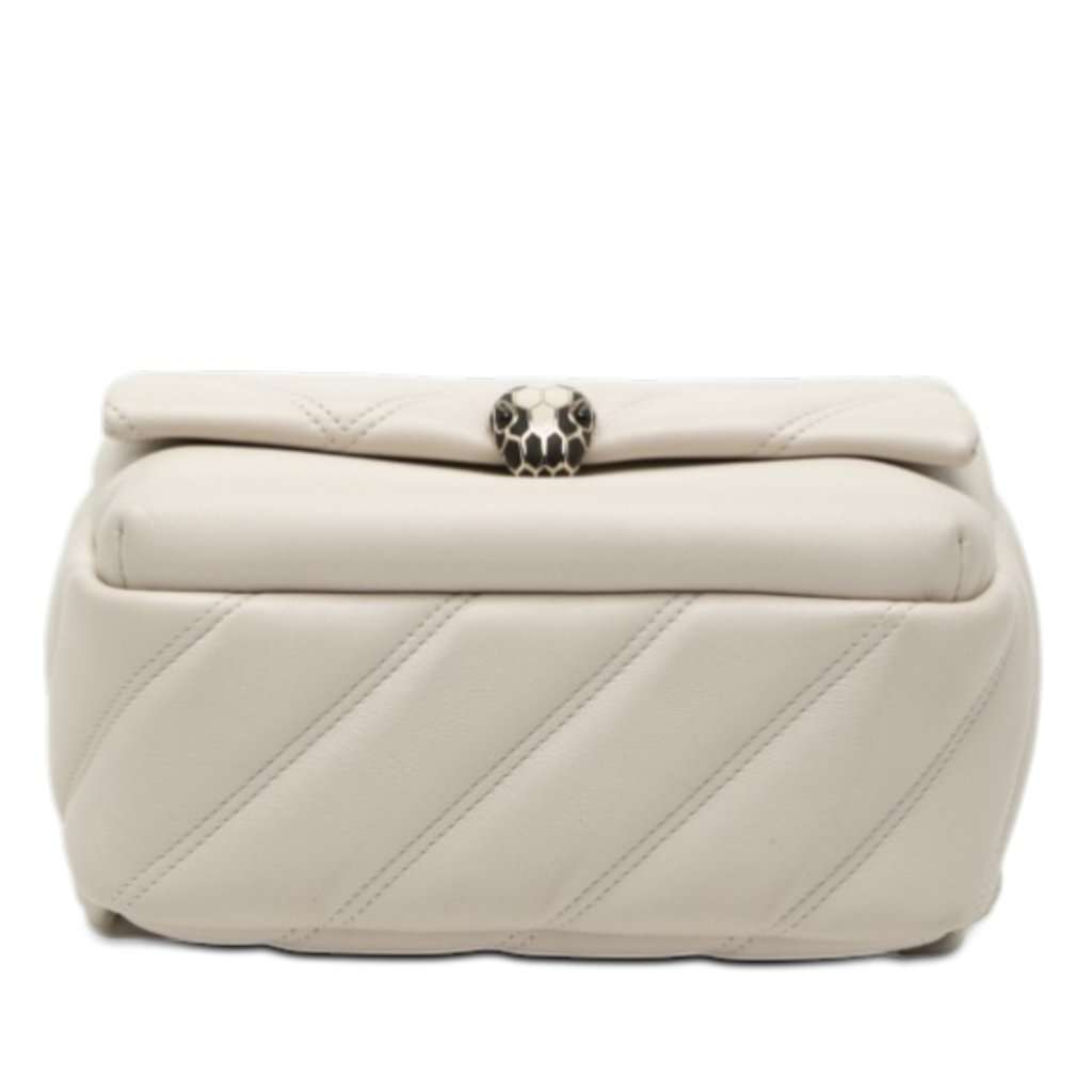 Bvlgari Quilted Leather Serpenti Forever Cabochon Backpack White Leather Very good condition - Inside View