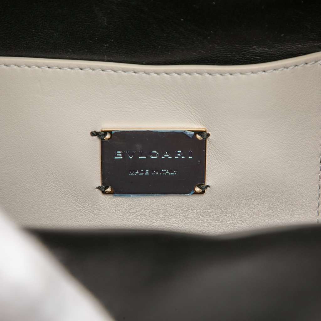 Bvlgari Quilted Leather Serpenti Forever Cabochon Backpack White Leather Very good condition - Box View