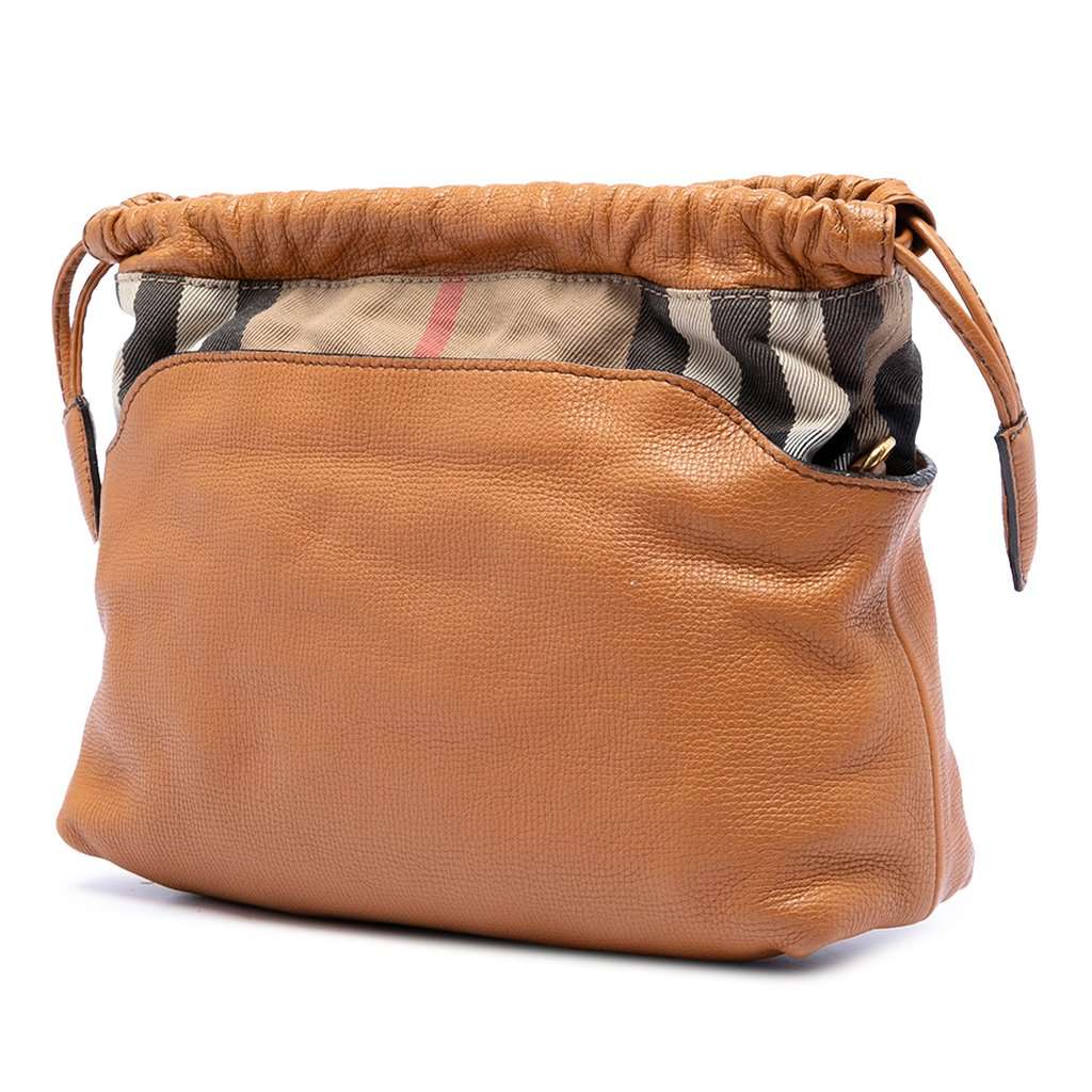 Burberry House Check Canvas and Calfskin Little Crush Crossbody Brown Leather Very good condition - Back View