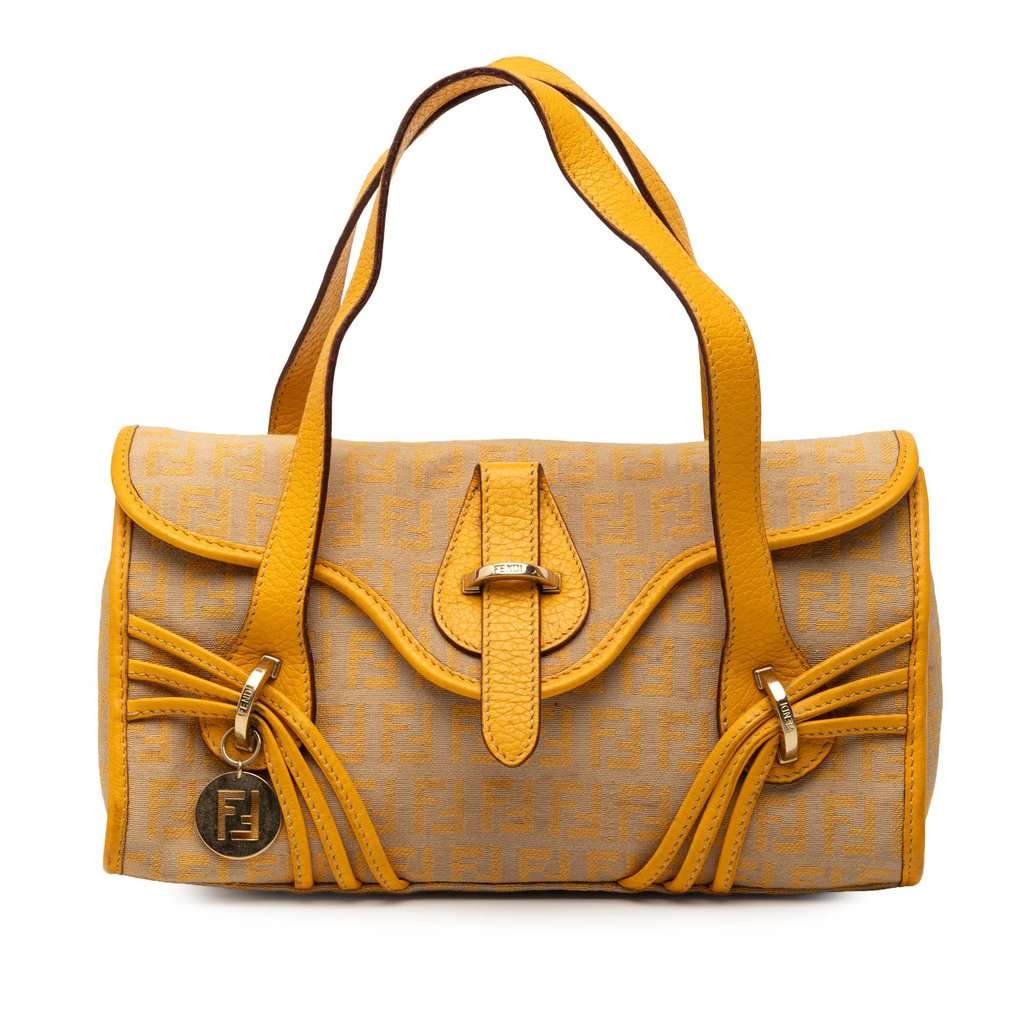 Fendi Zucchino Canvas Handbag Beige Very good - Front View