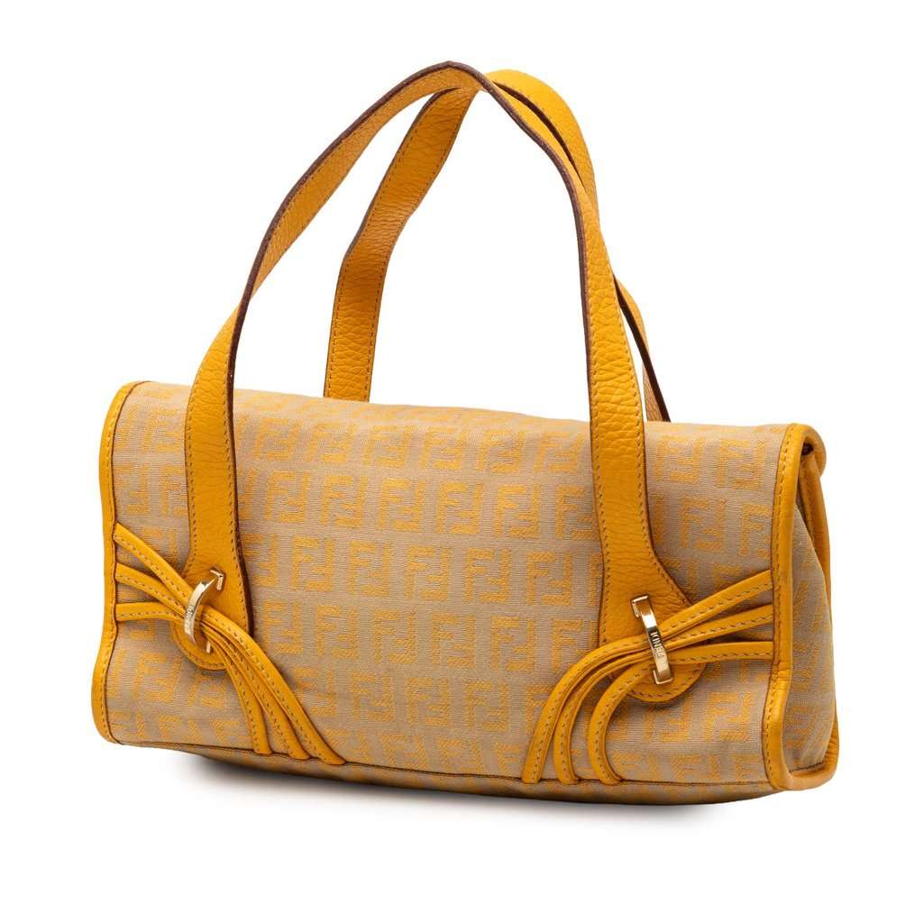 Fendi Zucchino Canvas Handbag Beige Very good - Back View