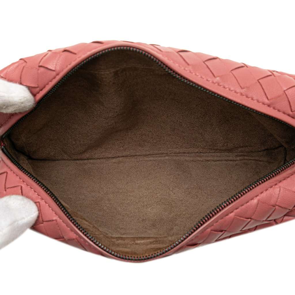 Bottega Veneta Mini Nappa Intrecciato Expandable Chain Crossbody Pink Leather Very good - Model View