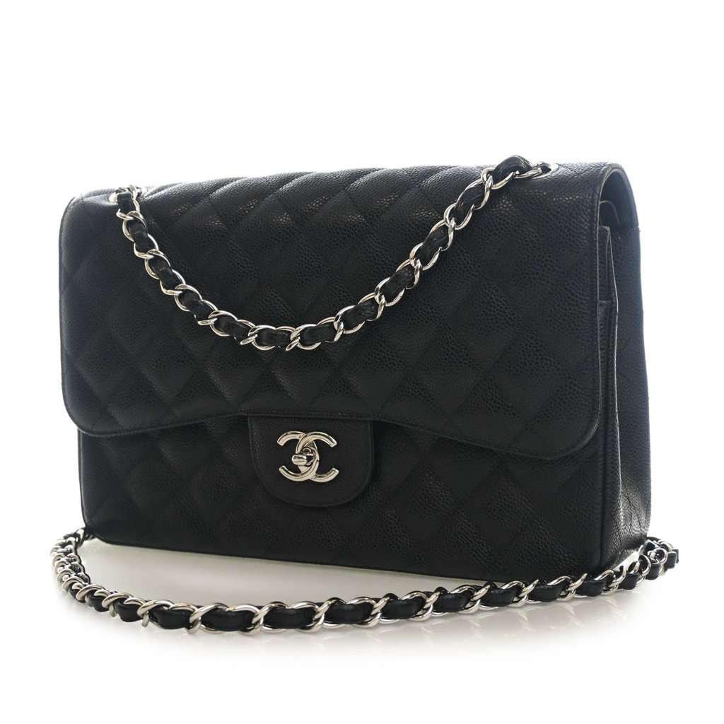 Chanel Jumbo Classic Caviar Double Flap Black Leather Very good condition - Inside View