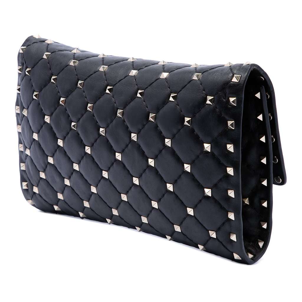 Valentino Nappa Rockstud Spike Wallet On Chain Black Leather Very good - Back View