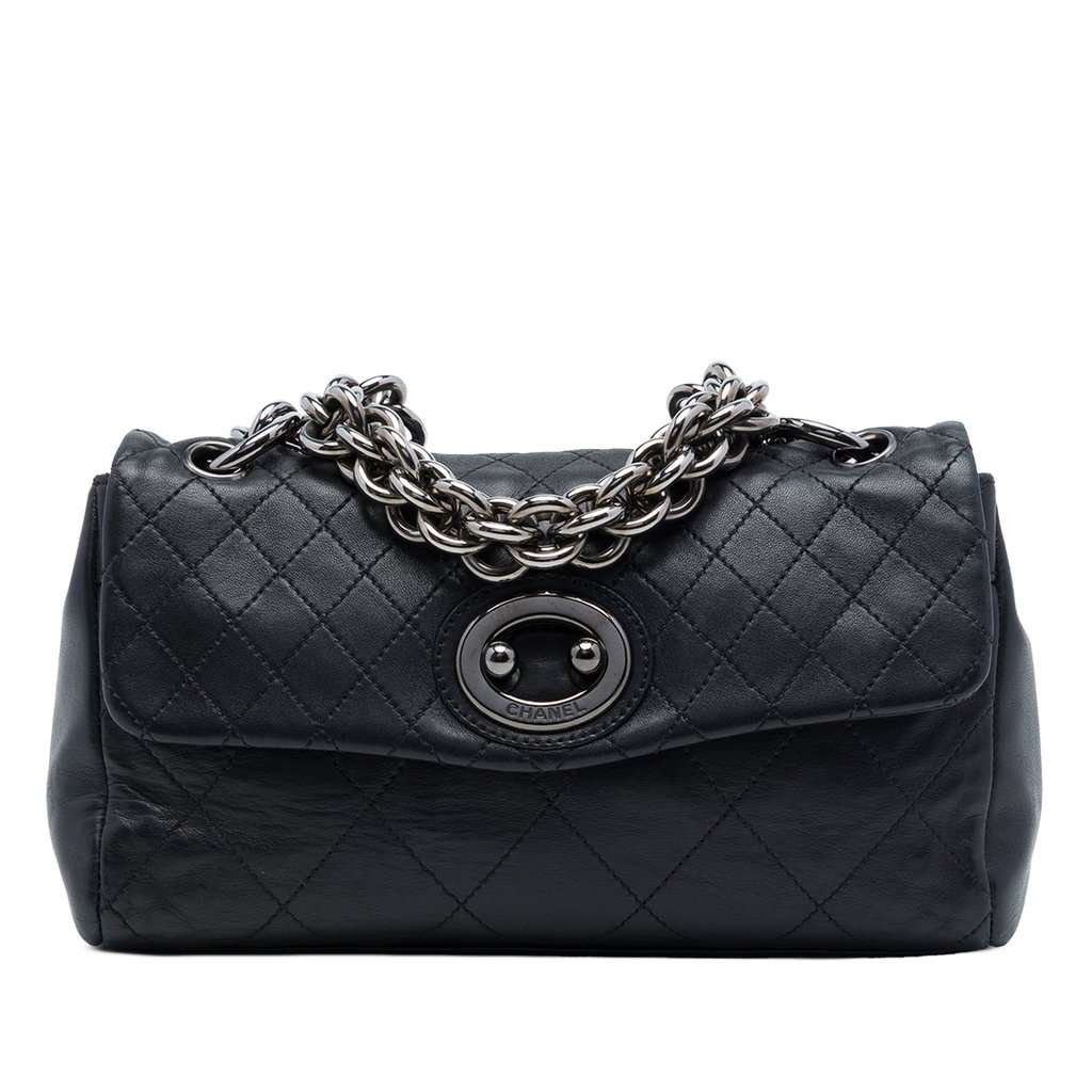 Chanel Quilted Calfskin Bijoux Ring Chain Flap Black Leather Very good condition - Front View