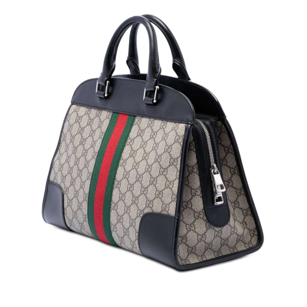 Gucci GG Supreme Web Dome Top Handle Bag Beige Very good - Back View