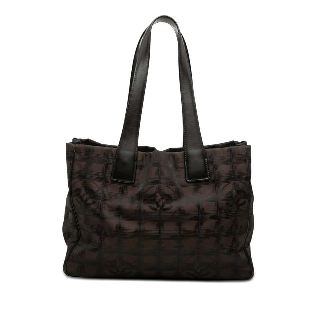 Chanel New Travel Line Nylon Tote Brown Very good condition - Front View