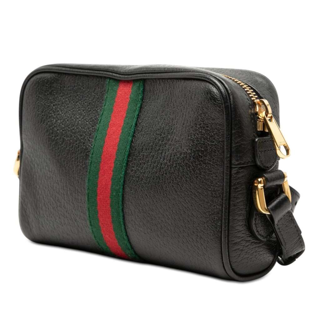 Gucci Mini Calfskin Web Ophidia Crossbody Black Leather Very good condition - Back View