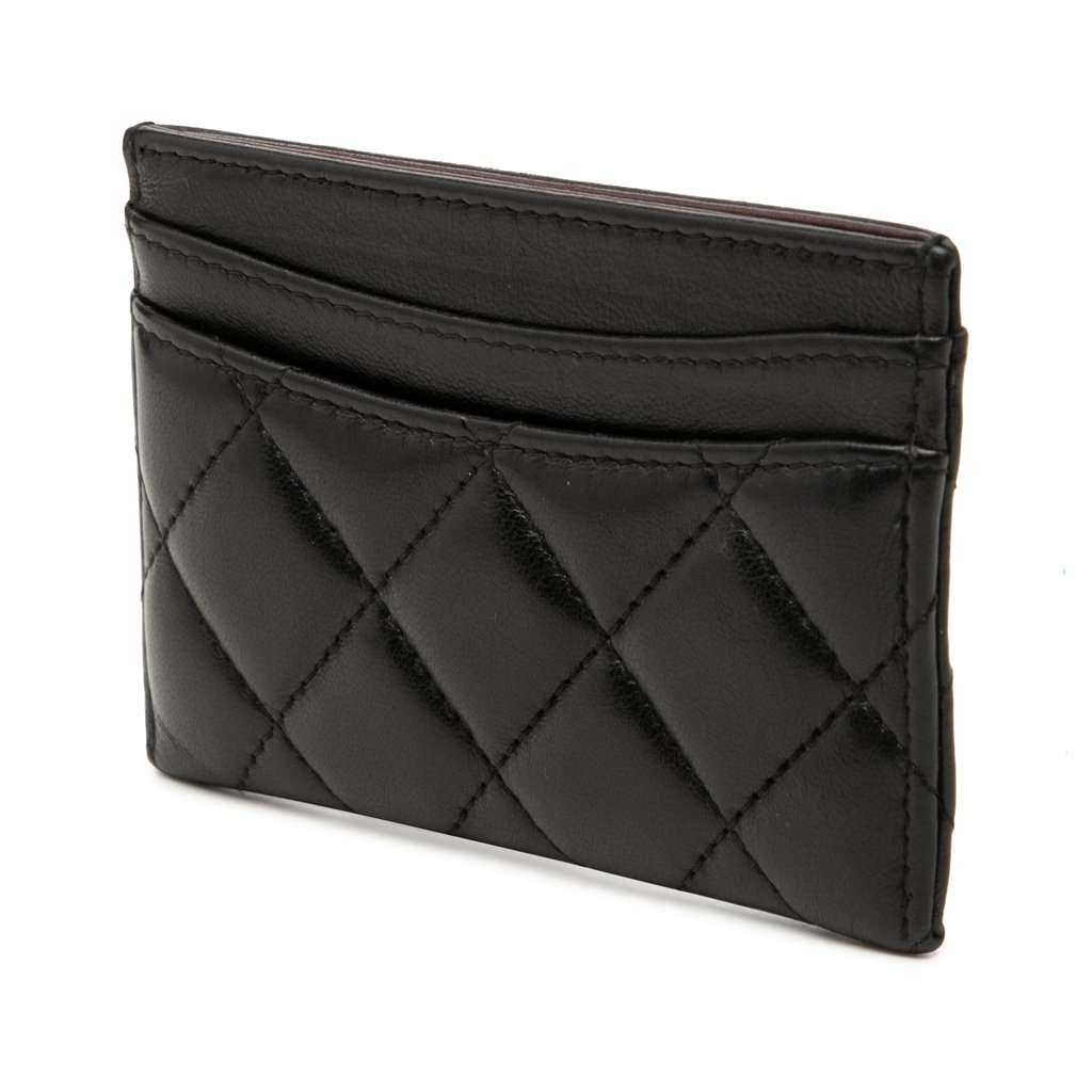 Chanel CC Quilted Lambskin Card Holder Black Leather Very good condition - Back View