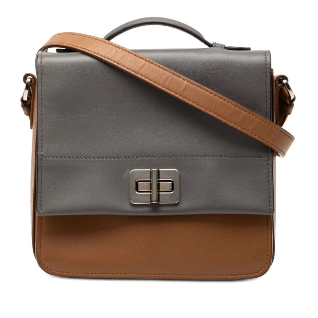 Prada Bicolor City Calf Satchel Brown Leather Very good - Front View
