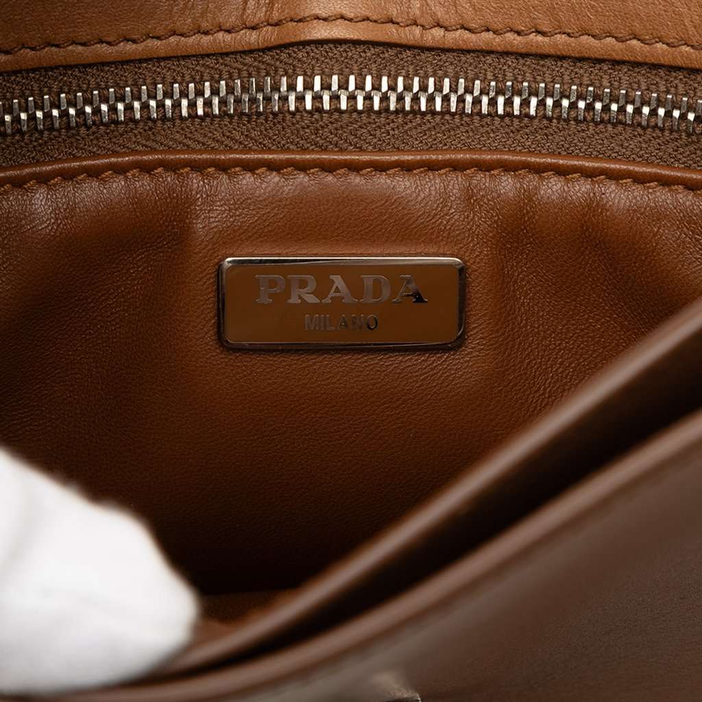 Prada Bicolor City Calf Satchel Brown Leather Very good - Box View