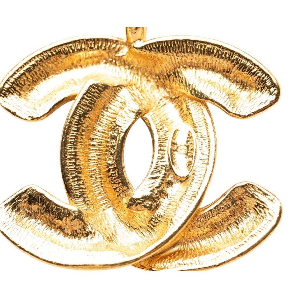 Chanel CC Gold Plated Quilted Pendant Necklace Gold Metal Very good condition - Inside View