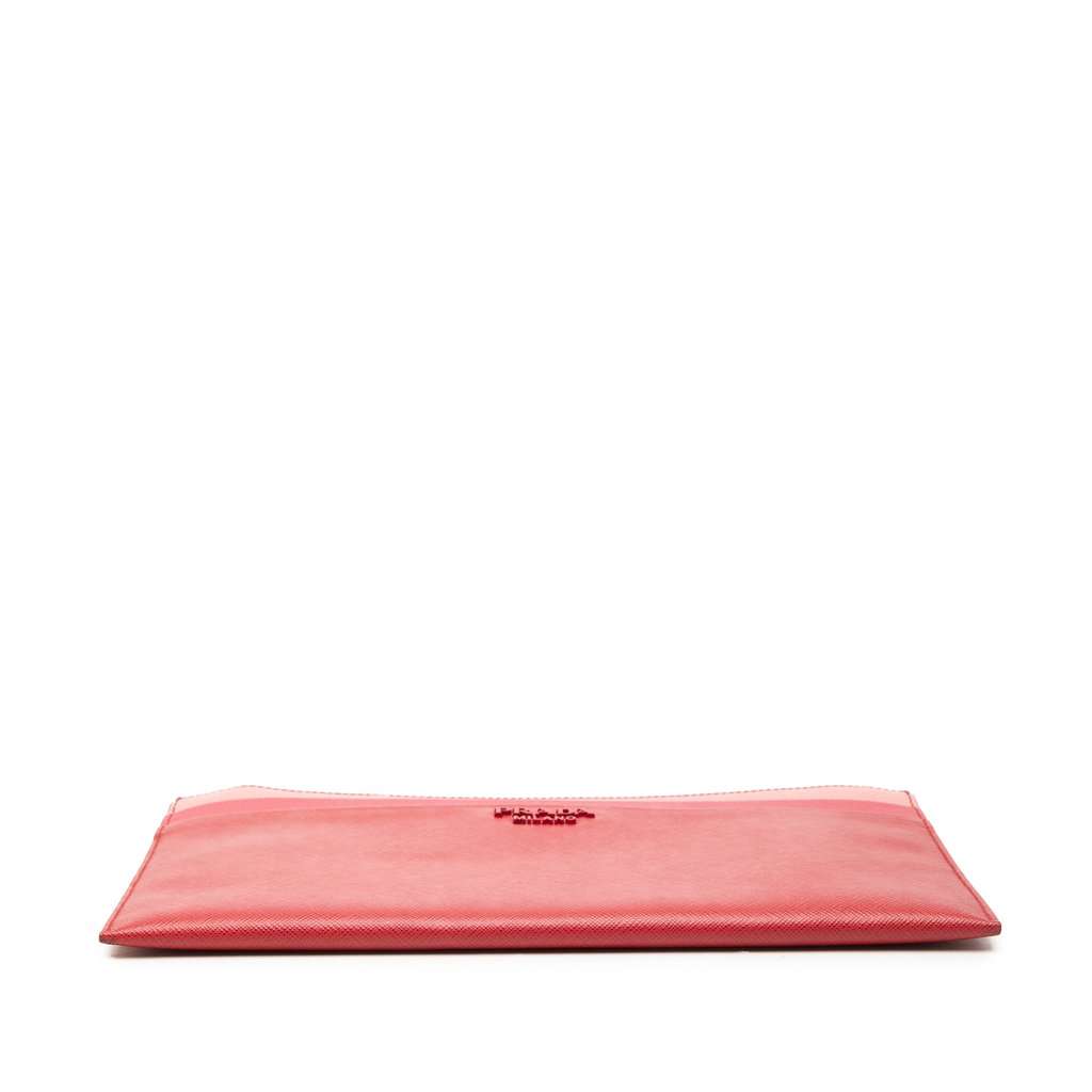 Prada Tricolor Saffiano Zippered Portfolio Clutch Red Leather Very good condition - Inside View