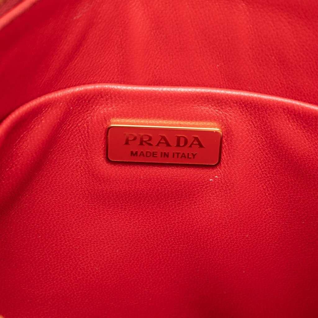 Prada Tricolor Saffiano Zippered Portfolio Clutch Red Leather Very good condition - Box View