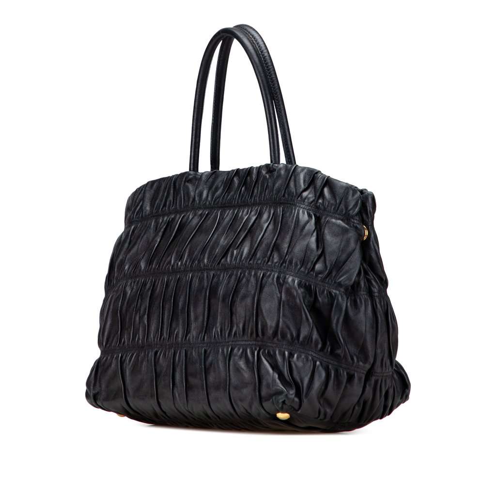 Prada Nappa Gaufre Bow Tote Black Leather Good condition - Back View
