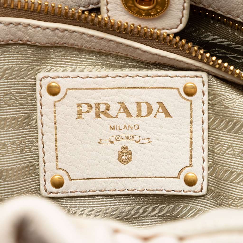 Prada Cervo Deerskin Antik Shoulder Bag White Leather Very good condition - Box View