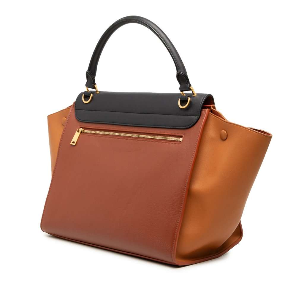 Celine Medium Tricolor Leather Trapeze Satchel Brown Leather Very good condition - Back View