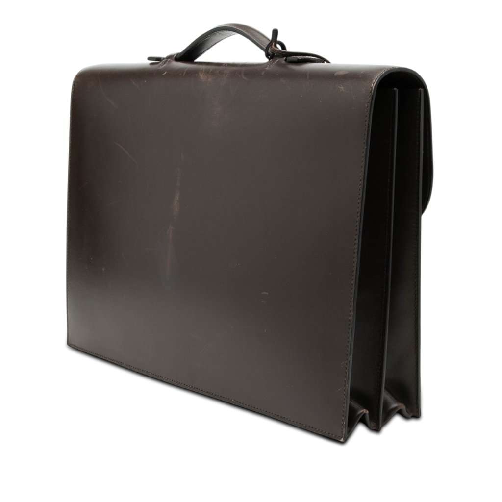 Hermès Box Calf Sac A Depeches 38 Brown Leather Good condition - Back View