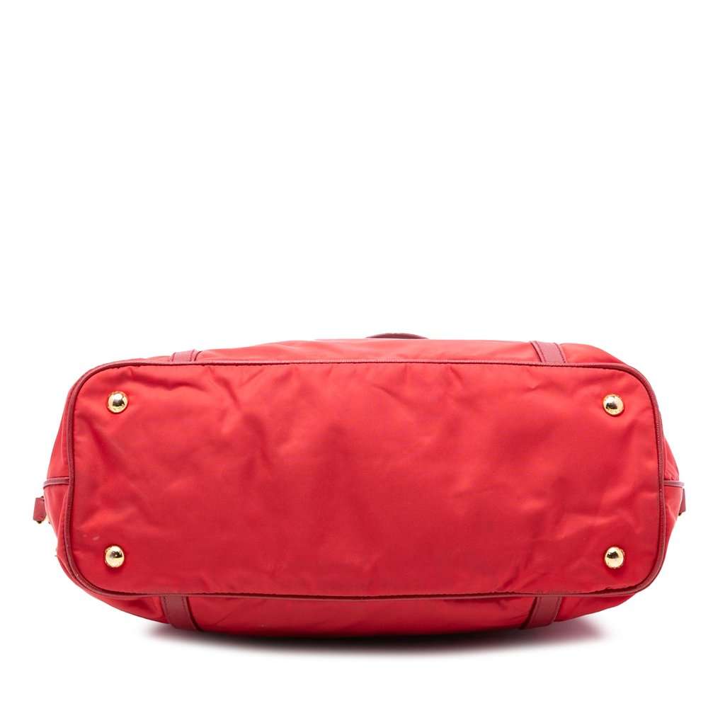 Prada Saffiano Trimmed Tessuto Zip Top Convertible Tote Red Very good condition - Inside View