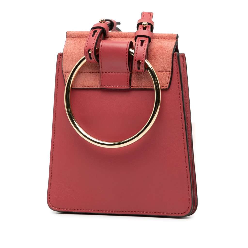 Chloé Mini Calfskin and Suede Faye Bracelet Bag Red Leather Very good condition - Back View