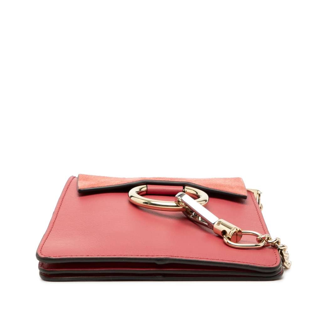 Chloé Mini Calfskin and Suede Faye Bracelet Bag Red Leather Very good condition - Inside View