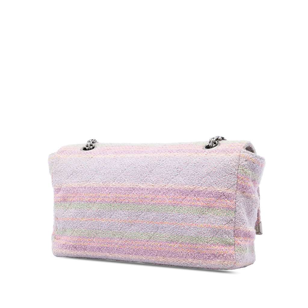 Chanel Quilted Tweed Reissue 2.55 Single Flap 225 Pink Very good condition - Back View