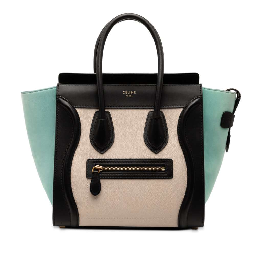 Celine Micro Tricolor Leather Luggage Tote Beige Leather Very good - Front View