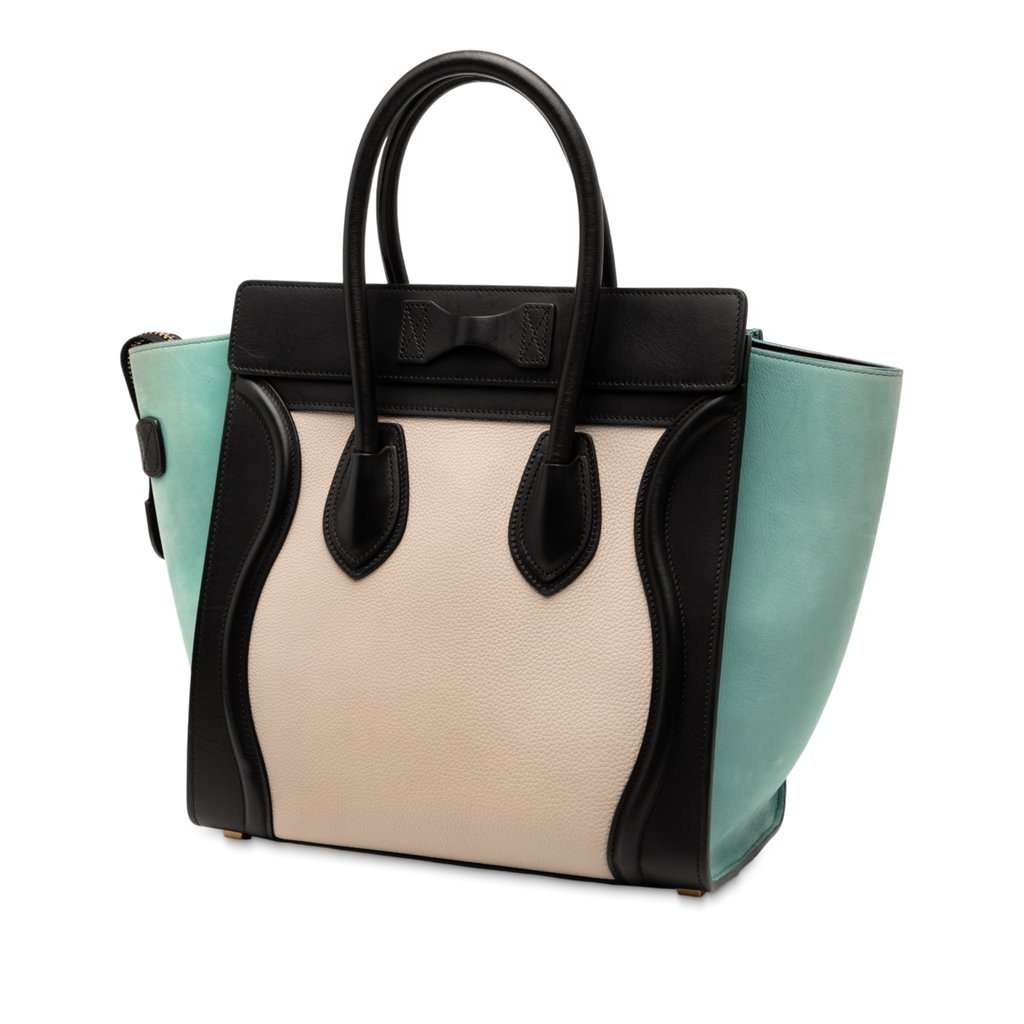 Celine Micro Tricolor Leather Luggage Tote Beige Leather Very good - Back View