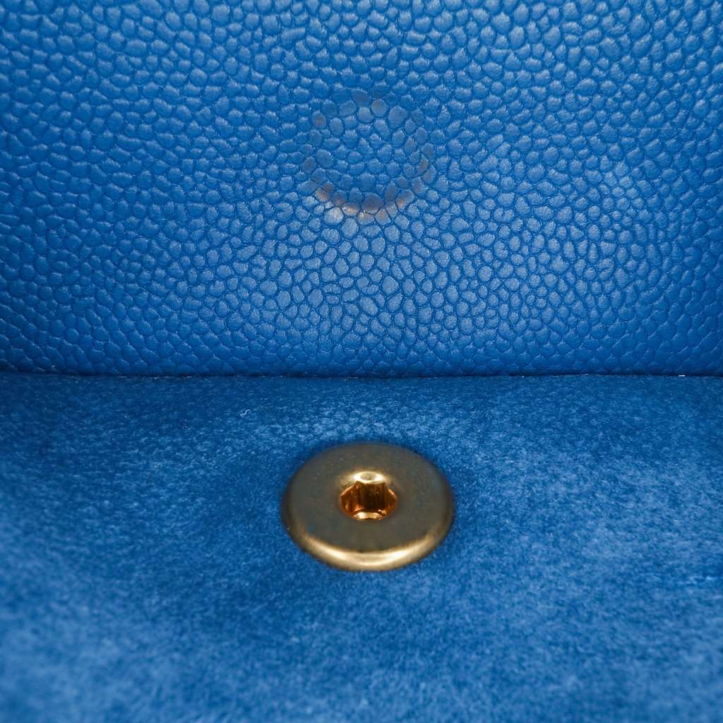 Chanel Medium Classic Caviar Pure Double Flap Blue Leather Very good condition - Box View