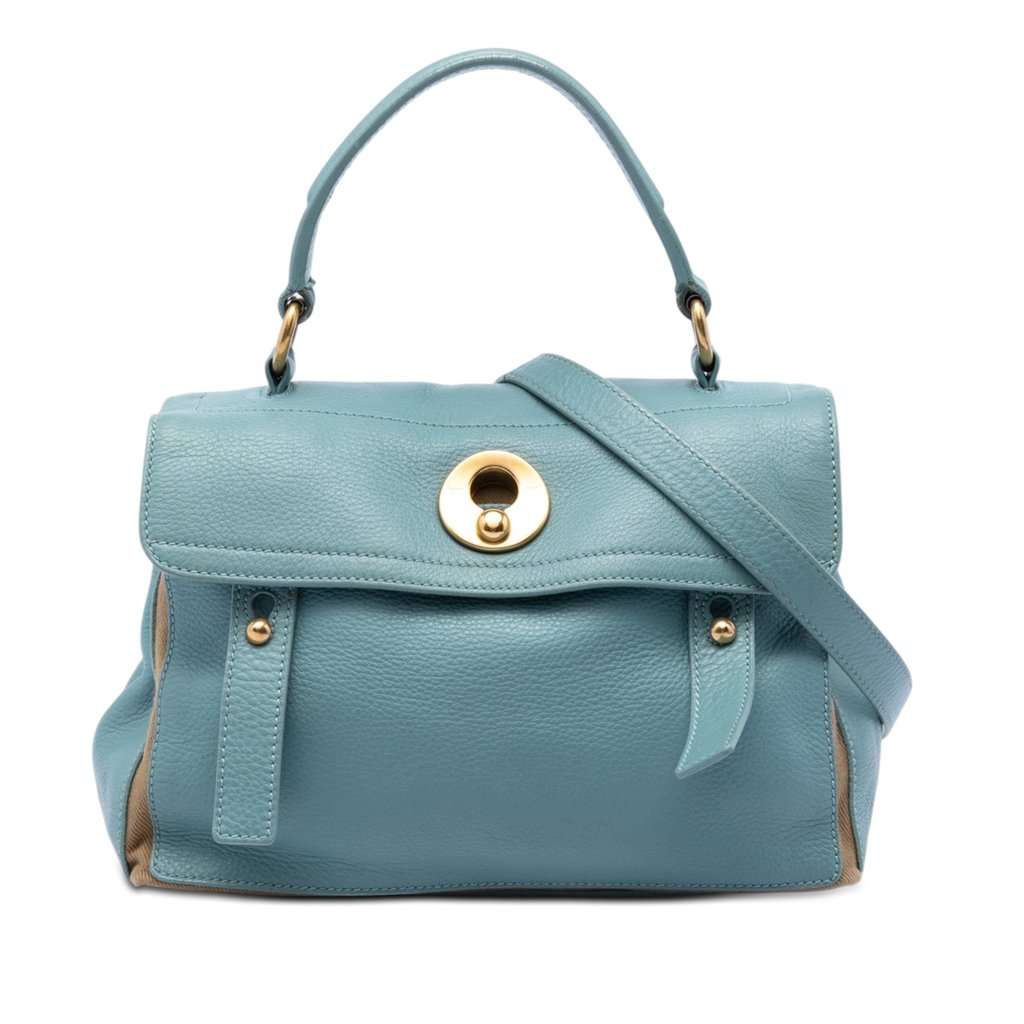 Saint Laurent Small Leather Muse Two Satchel Blue Leather Very good condition - Front View