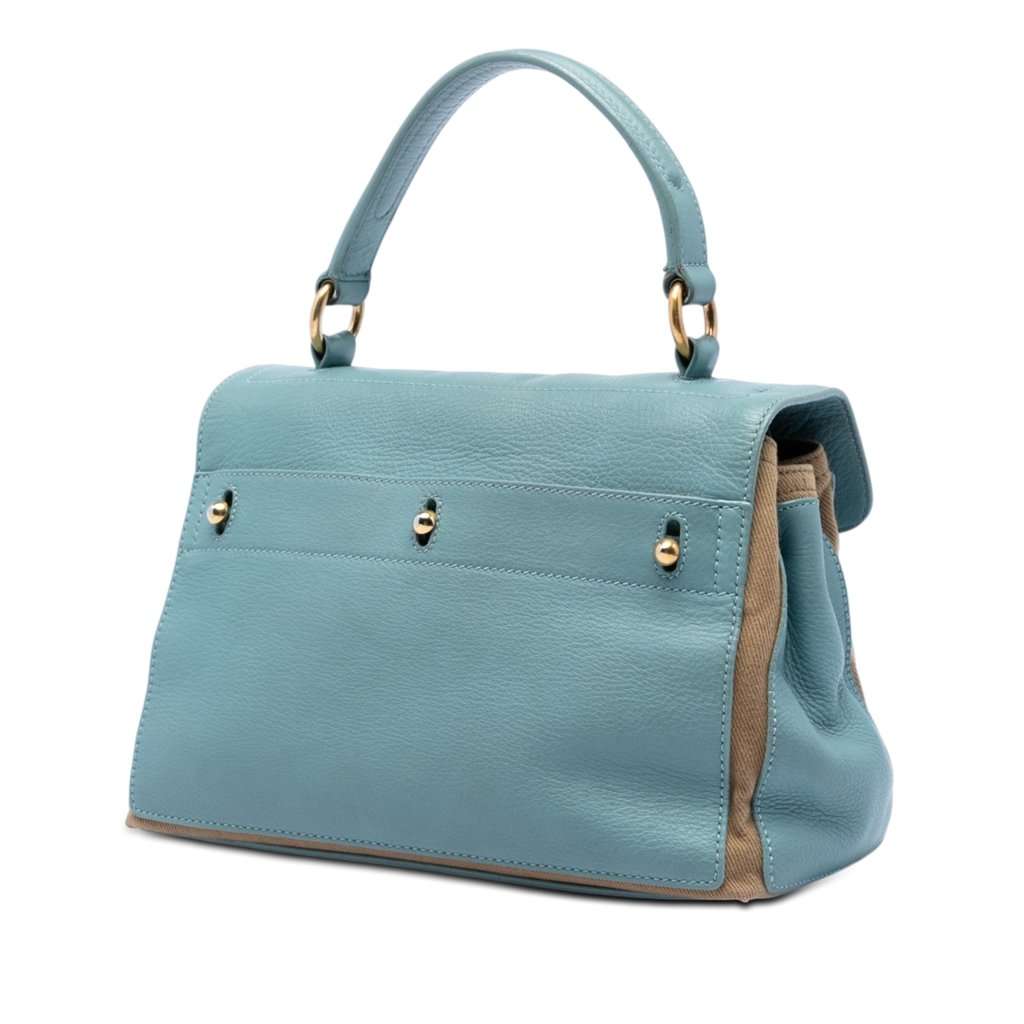 Saint Laurent Small Leather Muse Two Satchel Blue Leather Very good condition - Back View