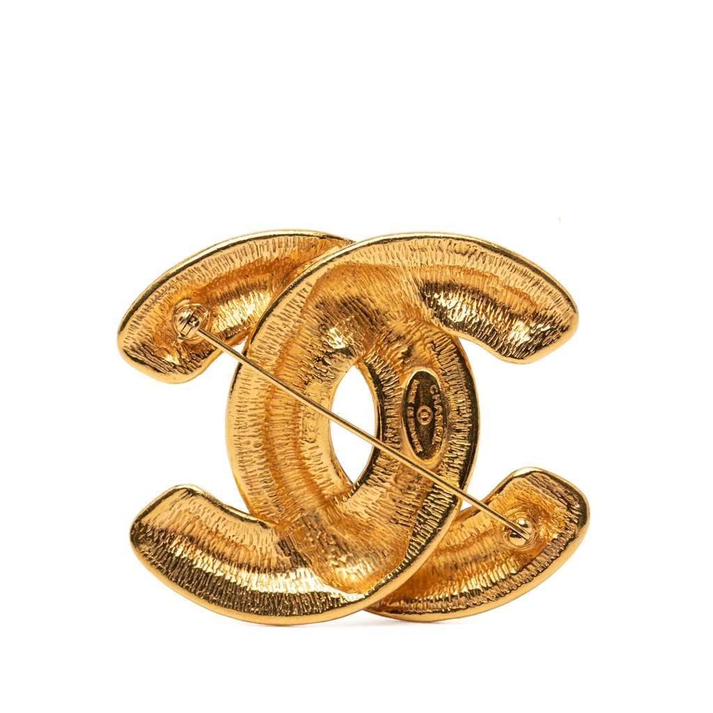Chanel CC Gold Plated Quilted Brooch Gold Metal Very good - Back View
