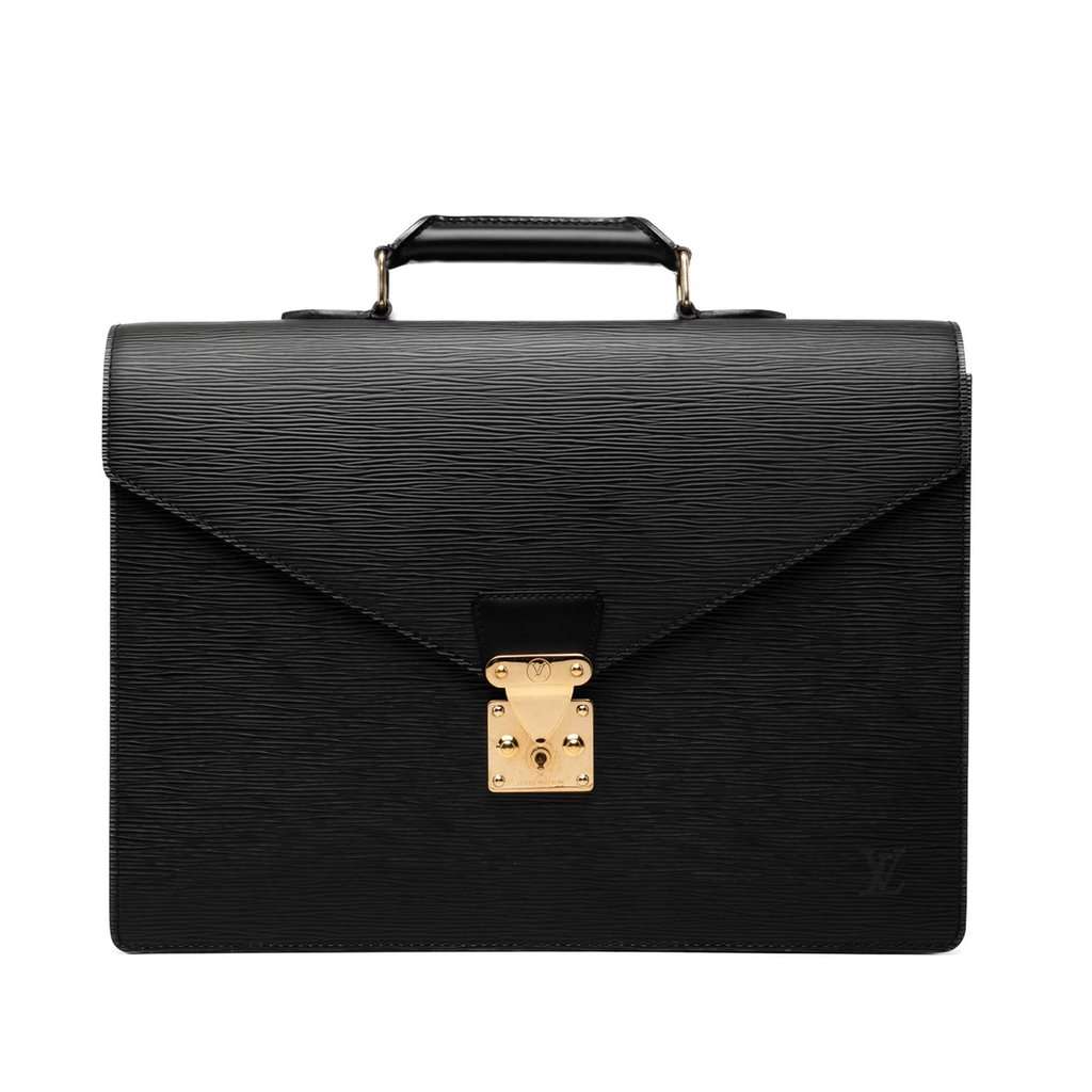 Louis Vuitton Epi Serviette Conseiller Black Leather Good - Front View