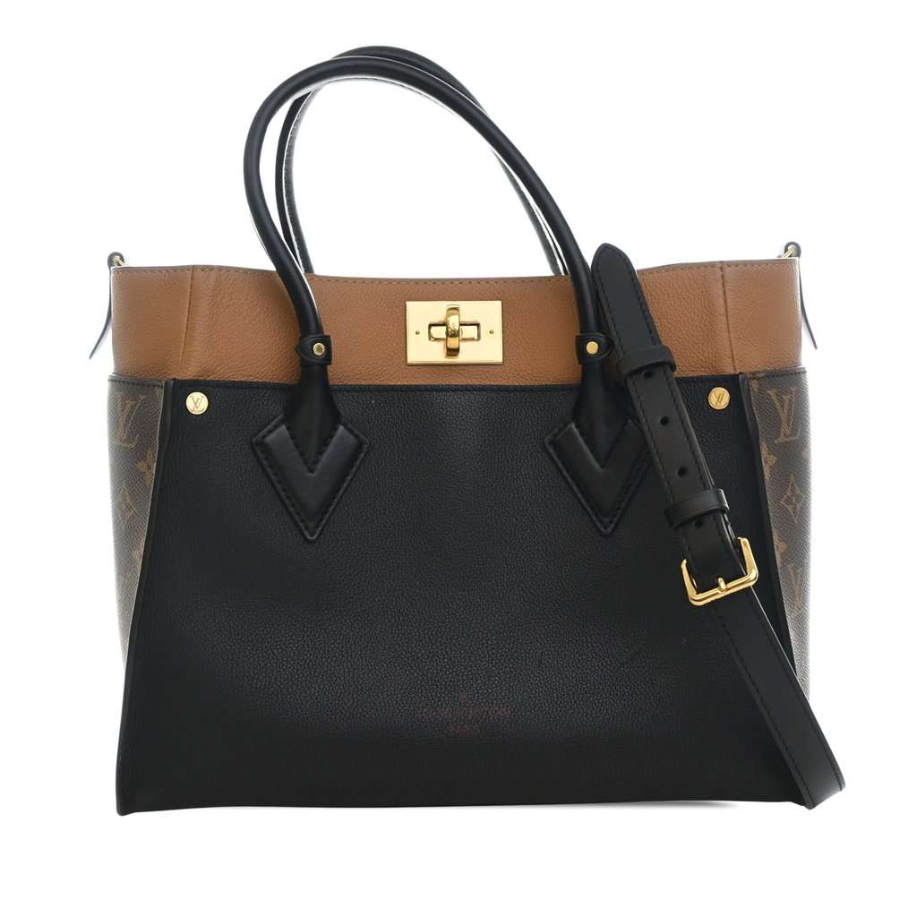 Louis Vuitton Monogram On My Side MM Black Leather Very good - Front View