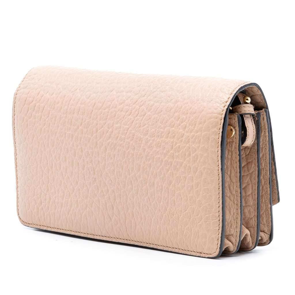Burberry Textured Leather Madison Wallet On Chain Beige Leather Very good condition - Back View