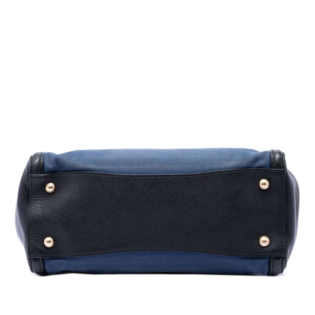 Prada Bicolor Saffiano Cuir Trimmed Canvas Satchel Blue Very good condition - Inside View