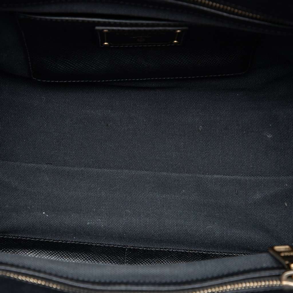 Prada Bicolor Saffiano Cuir Trimmed Canvas Satchel Blue Very good condition - Model View