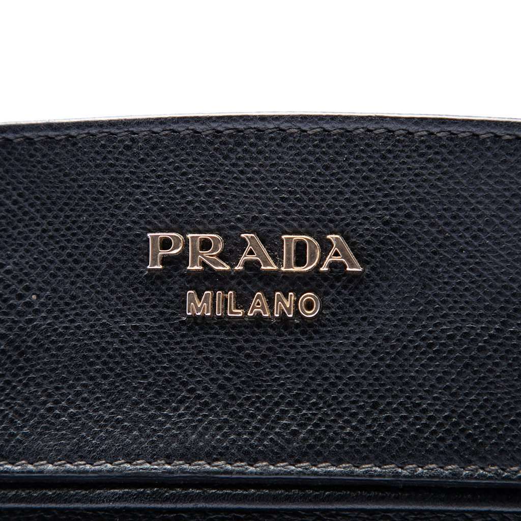 Prada Bicolor Saffiano Cuir Trimmed Canvas Satchel Blue Very good condition - Box View