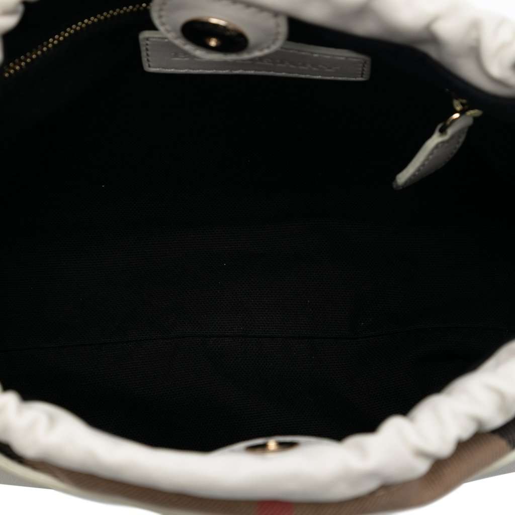 Burberry House Check Canvas and Calfskin Little Crush Crossbody White Leather Very good condition - Model View