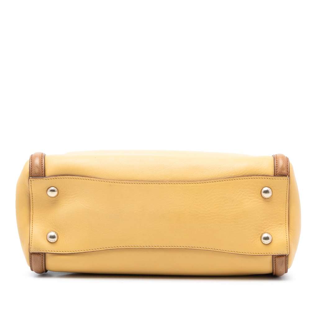 Prada Bicolor Saffiano Cuir Trimmed Leather Satchel Yellow Leather Very good condition - Inside View